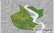 Satellite 3D Map of Okhanskiy, lighten, desaturated
