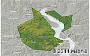 Satellite 3D Map of Okhanskiy, lighten, semi-desaturated