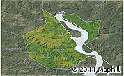 Satellite 3D Map of Okhanskiy, semi-desaturated
