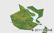 Satellite 3D Map of Okhanskiy, single color outside