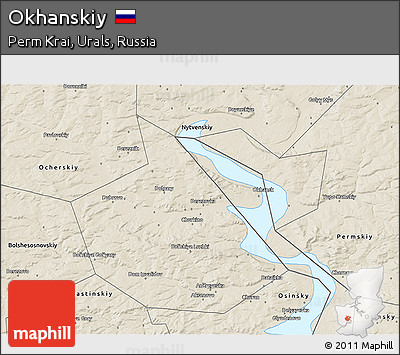 Shaded Relief 3D Map of Okhanskiy
