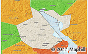 Shaded Relief 3D Map of Okhanskiy, political outside