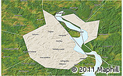 Shaded Relief 3D Map of Okhanskiy, satellite outside