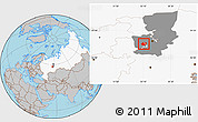 Gray Location Map of Okhanskiy, highlighted country, highlighted parent region