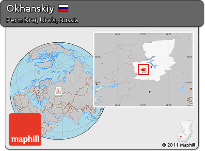 Gray Location Map of Okhanskiy, highlighted parent region