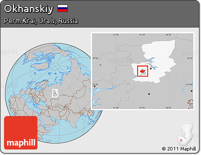 Gray Location Map of Okhanskiy, highlighted parent region