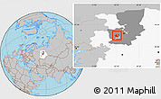 Gray Location Map of Okhanskiy, highlighted parent region, highlighted grandparent region