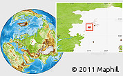 Physical Location Map of Okhanskiy, highlighted grandparent region