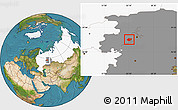 Satellite Location Map of Okhanskiy, highlighted country, highlighted grandparent region