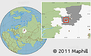 Savanna Style Location Map of Okhanskiy, highlighted parent region, highlighted grandparent region