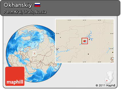 Shaded Relief Location Map of Okhanskiy