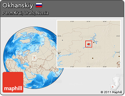 Shaded Relief Location Map of Okhanskiy