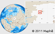 Shaded Relief Location Map of Okhanskiy, highlighted grandparent region