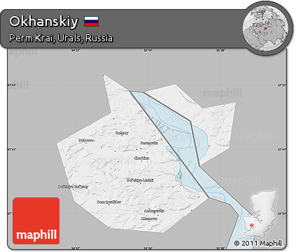 Gray Map of Okhanskiy, single color outside