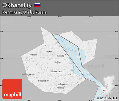 Gray Map of Okhanskiy, single color outside