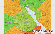 Physical Map of Okhanskiy, political outside