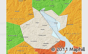 Shaded Relief Map of Okhanskiy, political outside