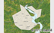 Shaded Relief Map of Okhanskiy, satellite outside