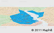 Political Panoramic Map of Okhanskiy, lighten