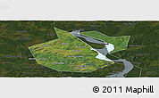 Satellite Panoramic Map of Okhanskiy, darken
