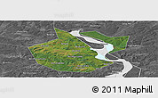 Satellite Panoramic Map of Okhanskiy, desaturated