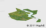 Satellite Panoramic Map of Okhanskiy, single color outside