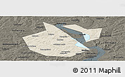 Shaded Relief Panoramic Map of Okhanskiy, darken