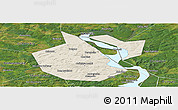 Shaded Relief Panoramic Map of Okhanskiy, satellite outside