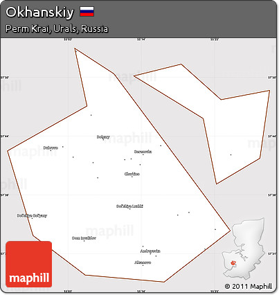 Classic Style Simple Map of Okhanskiy, cropped outside