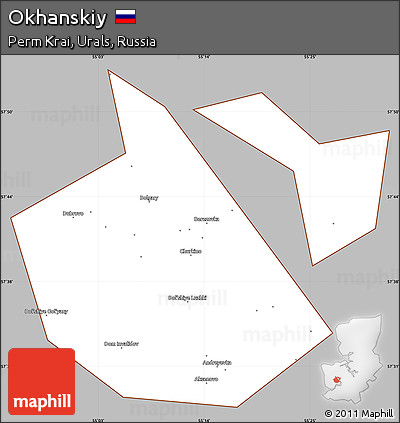 Gray Simple Map of Okhanskiy, cropped outside