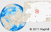 Shaded Relief Location Map of Ordinsky, highlighted grandparent region