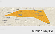 Political Panoramic Map of Ordinsky, shaded relief outside