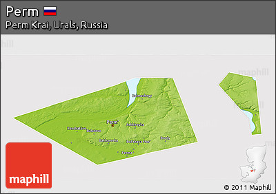 Physical 3D Map of Perm, cropped outside