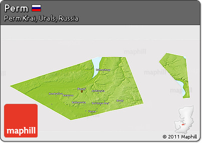 Physical 3D Map of Perm, cropped outside
