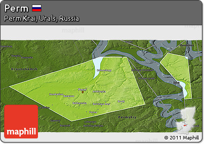 Physical 3D Map of Perm, darken