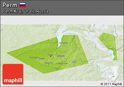 Physical 3D Map of Perm, lighten