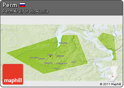 Physical 3D Map of Perm, lighten