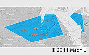 Political 3D Map of Perm, lighten, desaturated