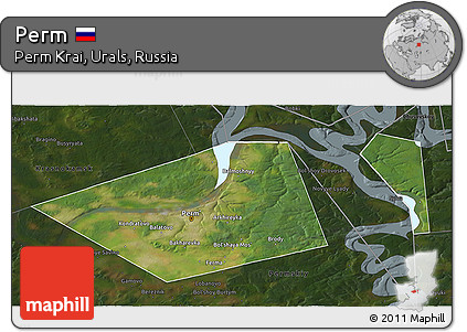 Satellite 3D Map of Perm, darken