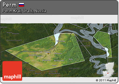 Satellite 3D Map of Perm, darken