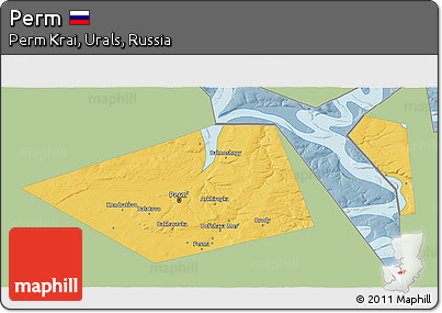 Savanna Style 3D Map of Perm, single color outside