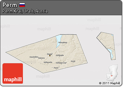 Shaded Relief 3D Map of Perm, cropped outside