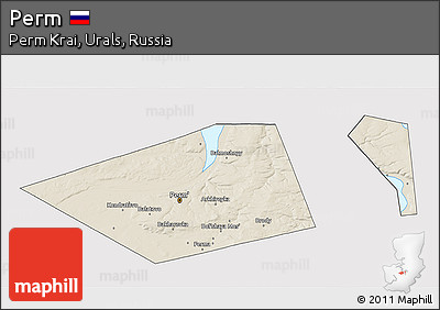 Shaded Relief 3D Map of Perm, cropped outside