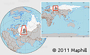 Gray Location Map of Perm, highlighted country, highlighted grandparent region, within the entire country