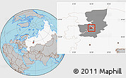 Gray Location Map of Perm, highlighted country, highlighted parent region