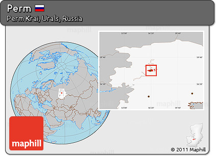 Gray Location Map of Perm, highlighted grandparent region