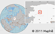 Gray Location Map of Perm, highlighted grandparent region, hill shading