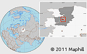 Gray Location Map of Perm, highlighted parent region, highlighted grandparent region