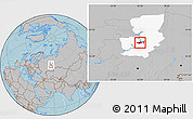 Gray Location Map of Perm, highlighted parent region, hill shading