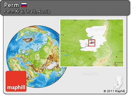 Physical Location Map of Perm, highlighted parent region